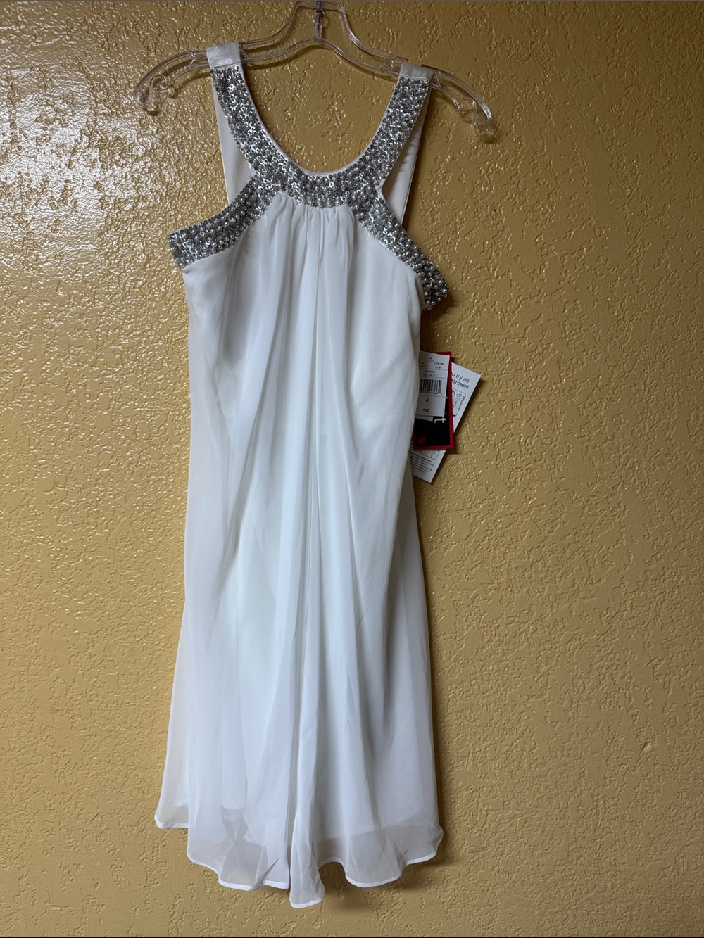 Scarlett White Beaded Halter Cocktail Dress
